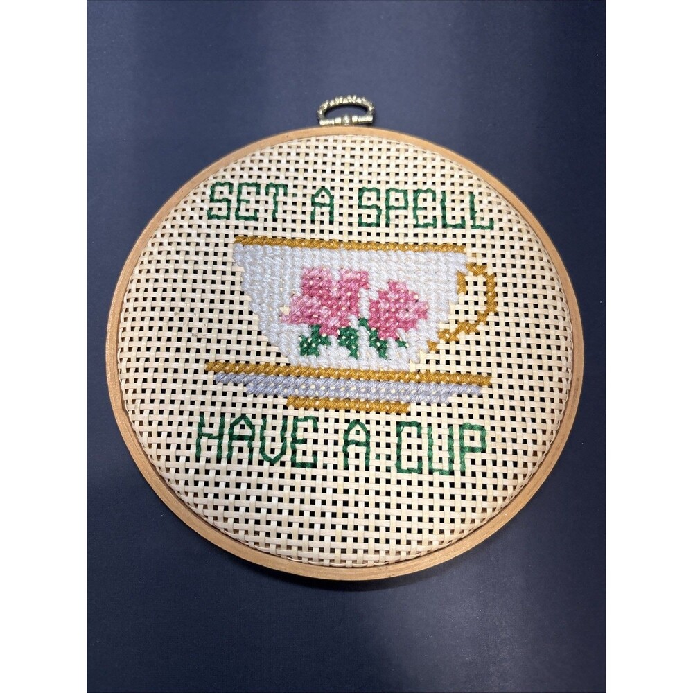 Needlepoint On Have A Cup Wall Hanging